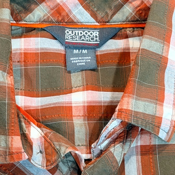 Outdoor Research Shirt Medium Brown Plaid Short Sleeve - Picture 4 of 6